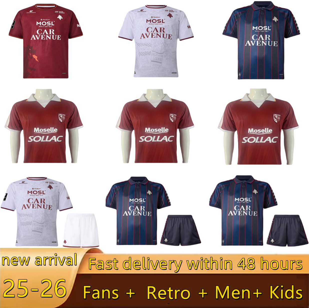 4XL 25 26 METZ SOCCER JERSEYS FC 2025 2026 P. A.DIALLO RED BLUE BOULAYA DIALLO CENTONZE BRONN VAGNER AWAY Football SHIRT GUEYE SABALY Retro 03 04 FC METZ UDOL