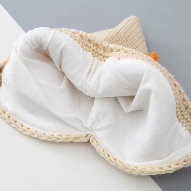 Cute Flower Ear Protection Hat for Baby Knit Pullover Cap Winter Warm Kids Woolen Bonnet 14Year Boy Girl Liner Velvet Beanie Z251029