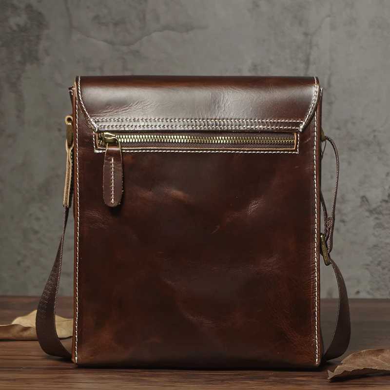 NUKA Mens Genuine Leather Shoulder Bag Retro Flap Crossbody Bags Casual Trend Satchel High Quality Luxury Cowhide Messenger Bag J251025