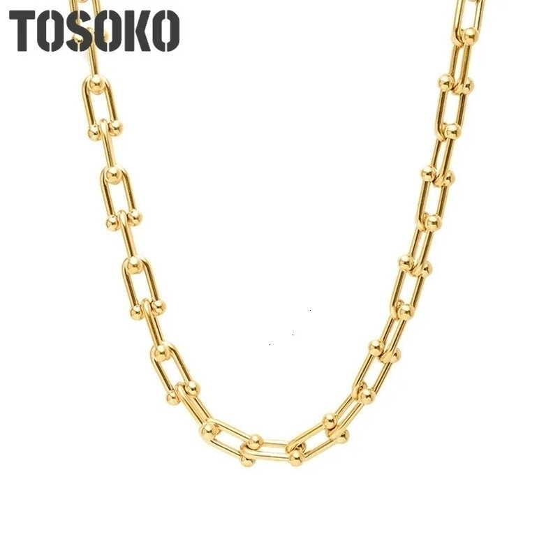 Chokers TOSOKO Stainless Steel Jewelry Horseshoe U-Shaped Necklace Women's Exaggerated Necklace BSP674 231007CJ