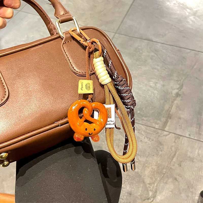 Creative Bowknot Woven Rope Keychain Chocolate Bagel Bread Keychain Polyester Antilost Bag Decoration Woven D250923