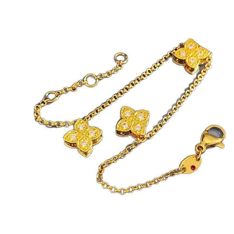 Live Jewelry Korean INS Niche Design Four-Leaf RC Geometric Rhombus Four-Petal Flower Bracelet for Women