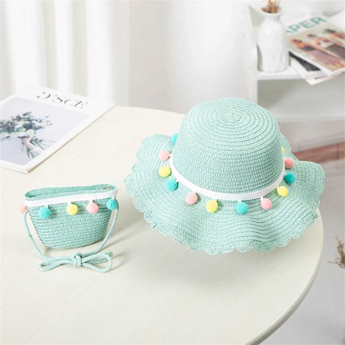 Kids Girls Summer Fashion Children Sunscreen Sun Hat Straw Hat Bag For Girls Cool Hat Girl Cute Breathable BabyAccessories Z251029