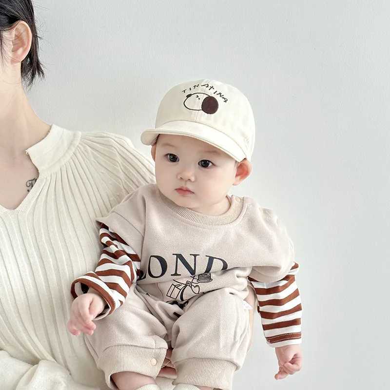 Cute Dog Baby Duck Tongue Hat Solid Cotton Children Peaked Cap 524Month Newborn Sunshade Visors Soft Brim Kids Baseball Caps Z251029