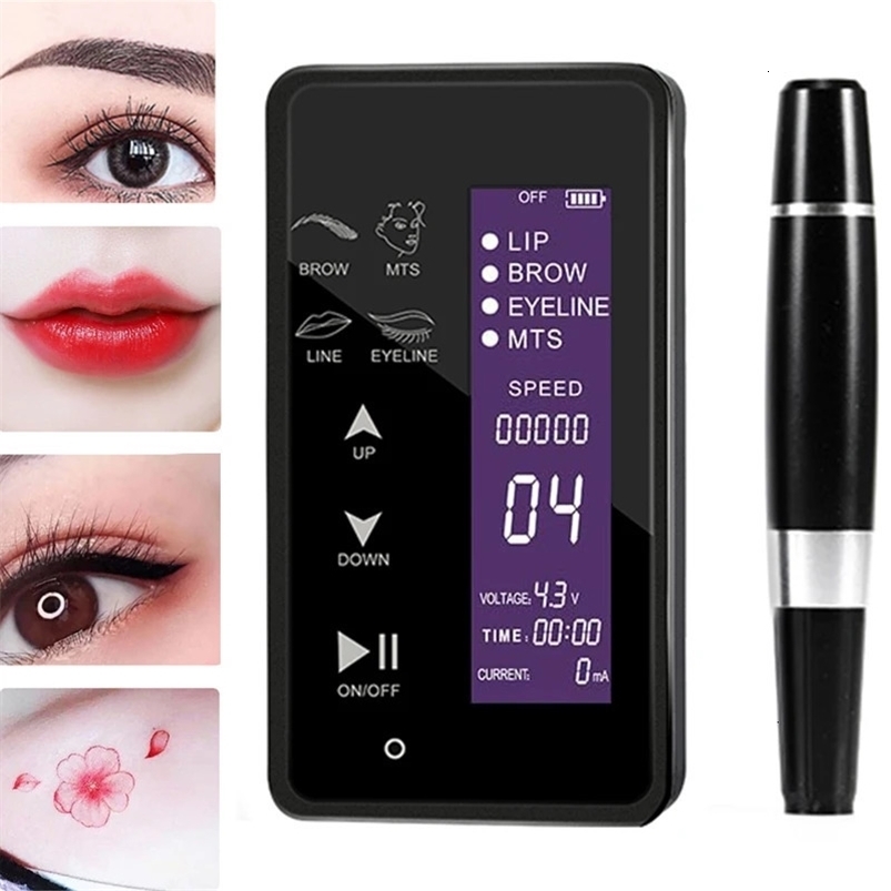 Professional Permanent Makeup Machine Rotary Tattoo Machine Wireless PMU Pen Kit For Eyebrows Lips Microblading Cartridge Needle 240515
