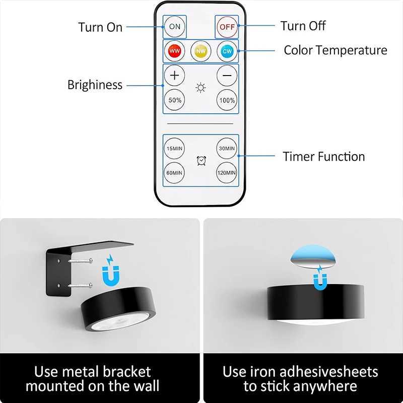 3Pcs Magnetic Painting Light Dimmable Indoor Picture Wall Lamp LED Wireless Art Frame Lights With Remote C251124