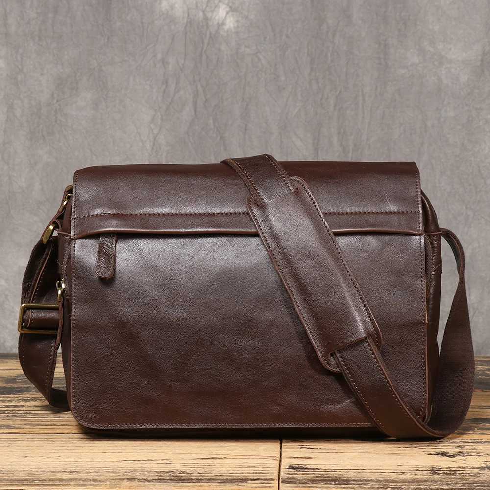 New Genuine Leather Mens Shoulder Bag Made from TopLayer Cowhide Crossbody Bag That Can Fit a 13Inch Tablet J251025