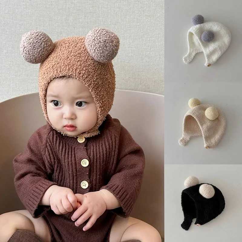 Winter Baby Hats for Boys Girls Cartoon Bear Fleece Wool Warm Caps Kids Ear Protection Hat Toddler Infant Cute Bonnet Autumn New Z251029