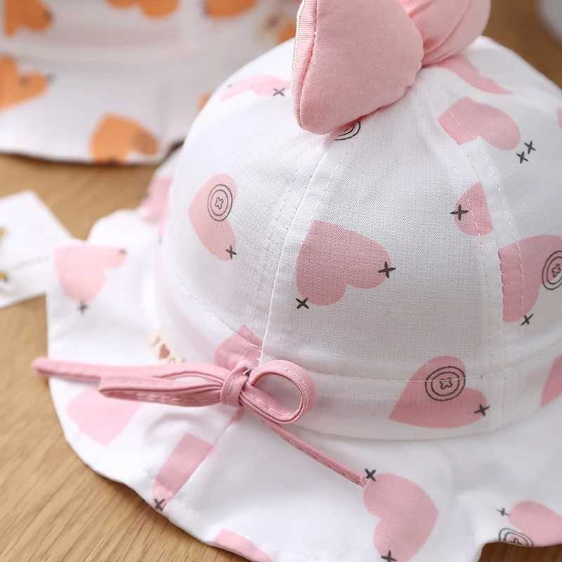 Cute Bowknot Children Fisherman Hat Sweet Girls Sunshade Basin Cap Drawstring Kids Bucket Caps 324Months Baby Sunshade Visors Z251029