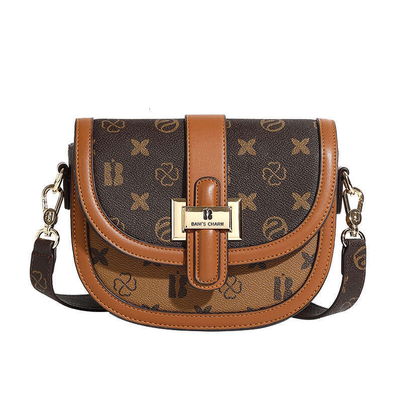 Saddle for Women 2025 New Style Old Flower Color Block Texture Versatile High-end Women's Shoulder Crossbody Small Bag