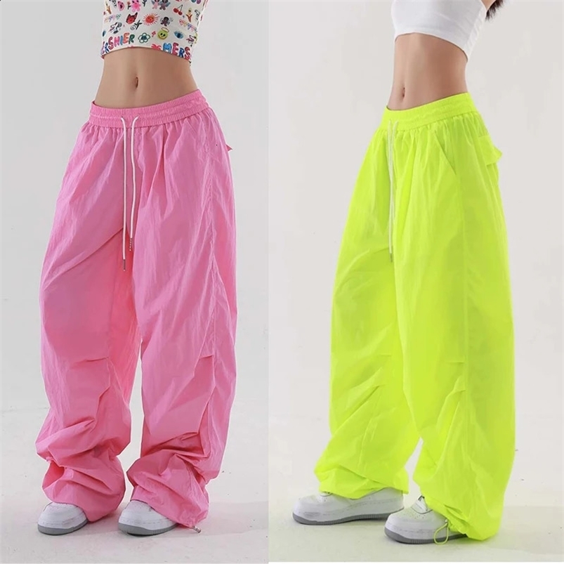 Womens Y2k Street Fluorescent Colors Hip Hop Sweatpants Paratrooper Oversized Trousers Vibe Dance Jazz Baggy Cargo Pants Z260314