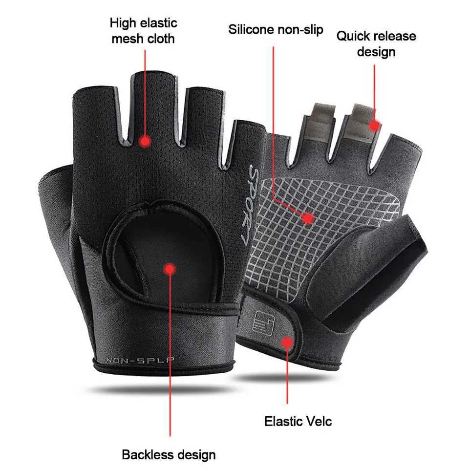 Cycling Sport Gloves Breathable Antislip Half Finger MTB Bike Gloves SweatAbsorbing Elastic Fitness Sports Training Gym Gloves J250922