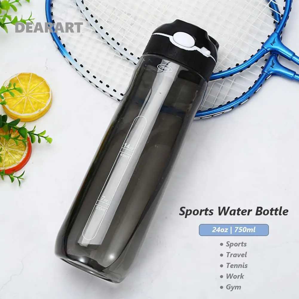 750ml Portable Sports Water Bottle With Straw For Camping Hiking Outdoor Plastic Transparent BPA Free Bottle For Men Drinkware J250923