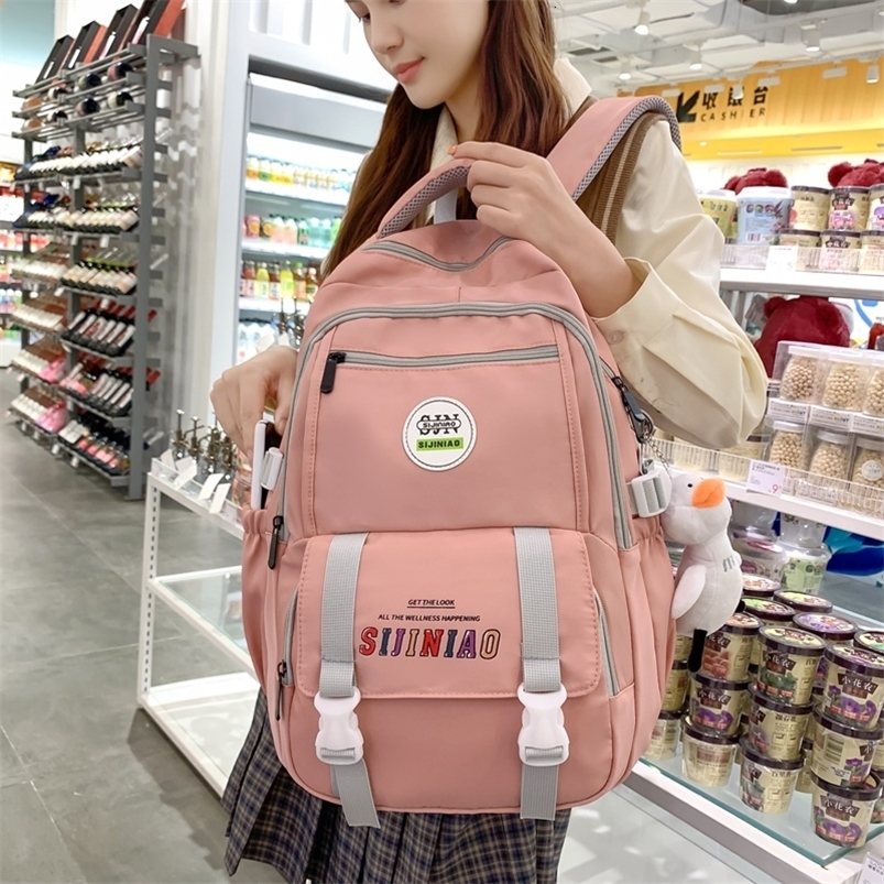School Bags Women Waterproof Solid Color Nylon Backpack Mochila Laptop Simple Students Fashion Female Schoolbag Rucksack Travel bag 230728