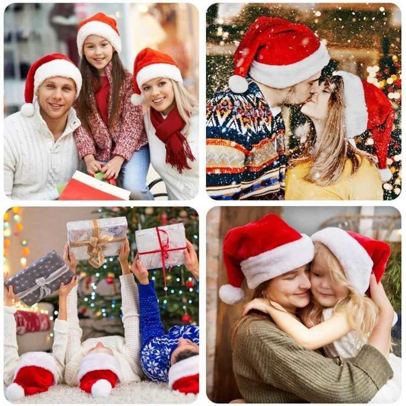 Adult Kids Plush Christmas Hat Classic Holiday Felt Cap for Adults and Children Festive Winter Accessory Z251029