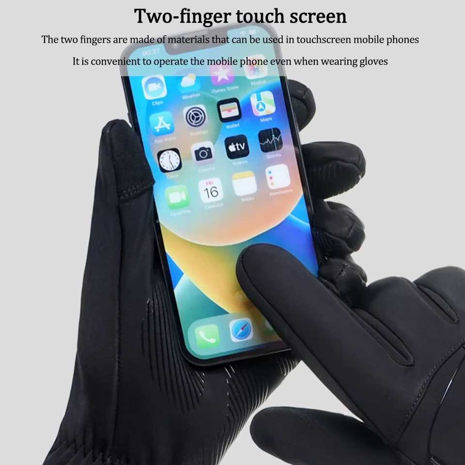 NEWBOLER Men Winter Waterproof Cycling Gloves Thermal Full Finger Touch Screen Fleece Gloves Nonslip Warm Windproof Motorcycle J250922