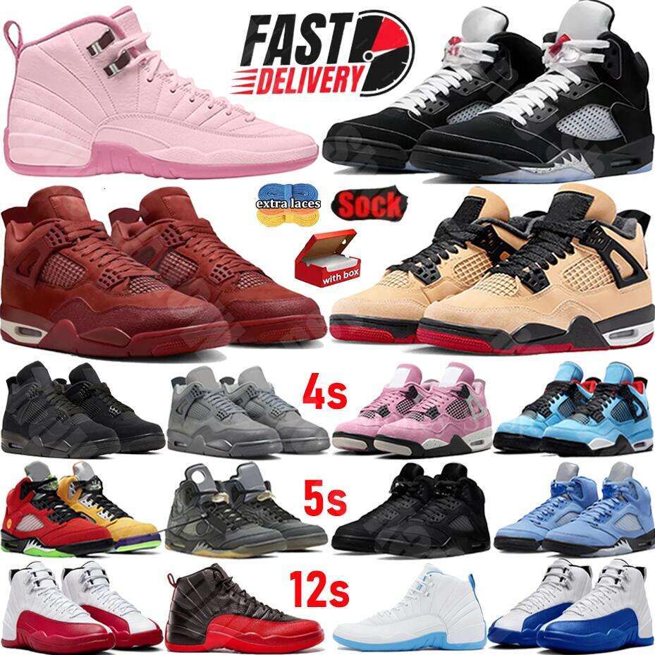 4s 5s 12s OG basketball shoes 4 white cement Cave Stone black cat 5 Fire Red Black metallic Awake low Fragment men women sneakers trainers sports outdoor shoes