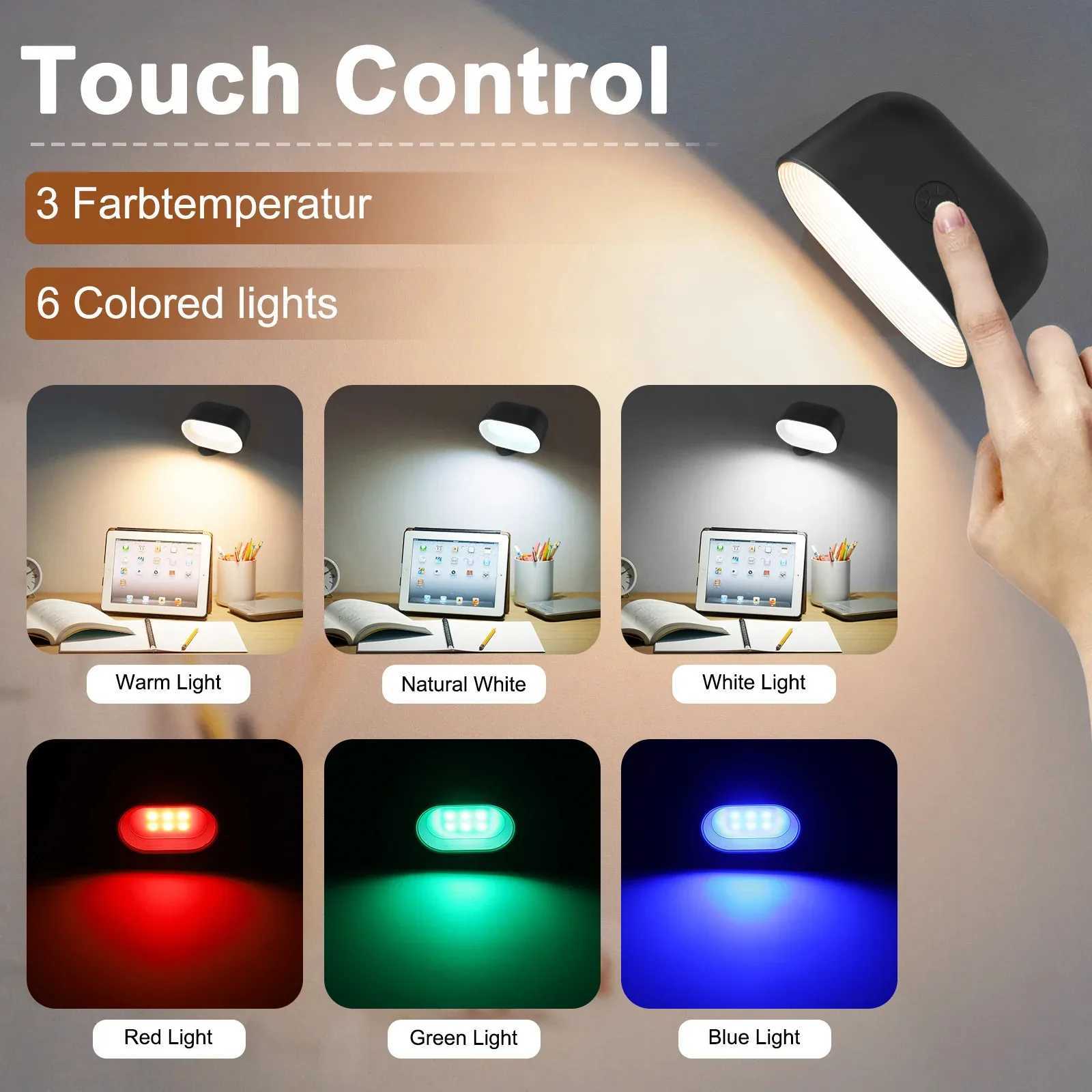 Remote Control Wall Light Touch Night Light 360 Degree Rotation Bedroom Bedside Light RGB Color Change Dimmable C251124