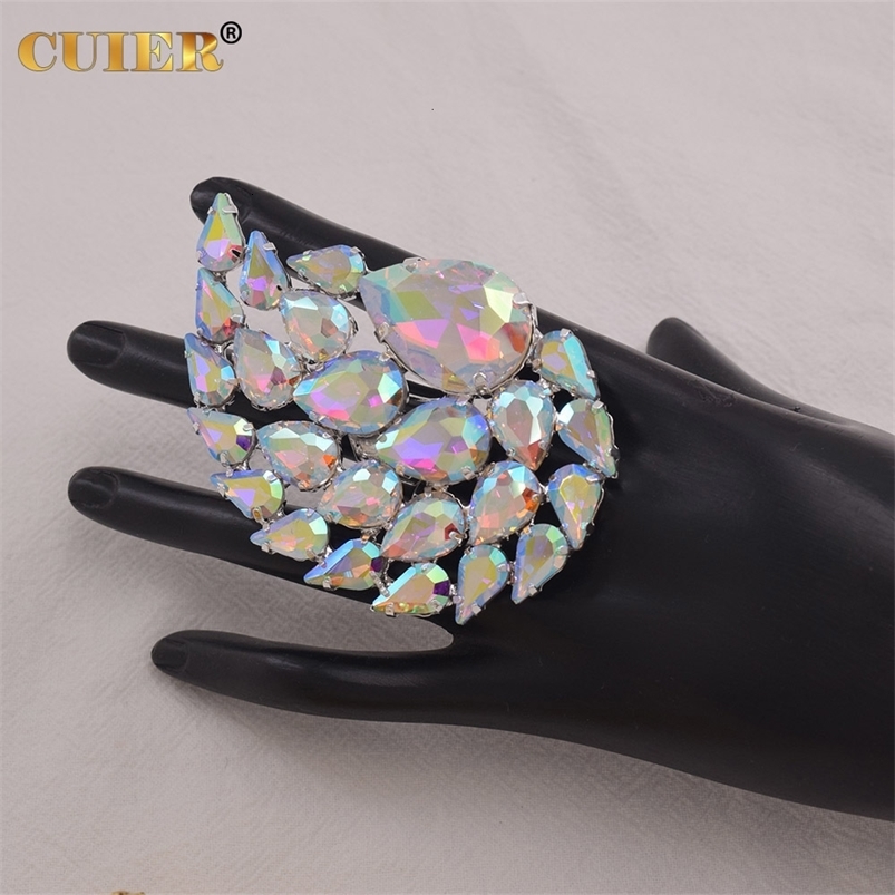 Solitaire Ring CUIER 8cm Huge Size Water Drop Rings for women Bling bling Glass Gem Wedding Jewelry Fashion TV show jewelry 230810