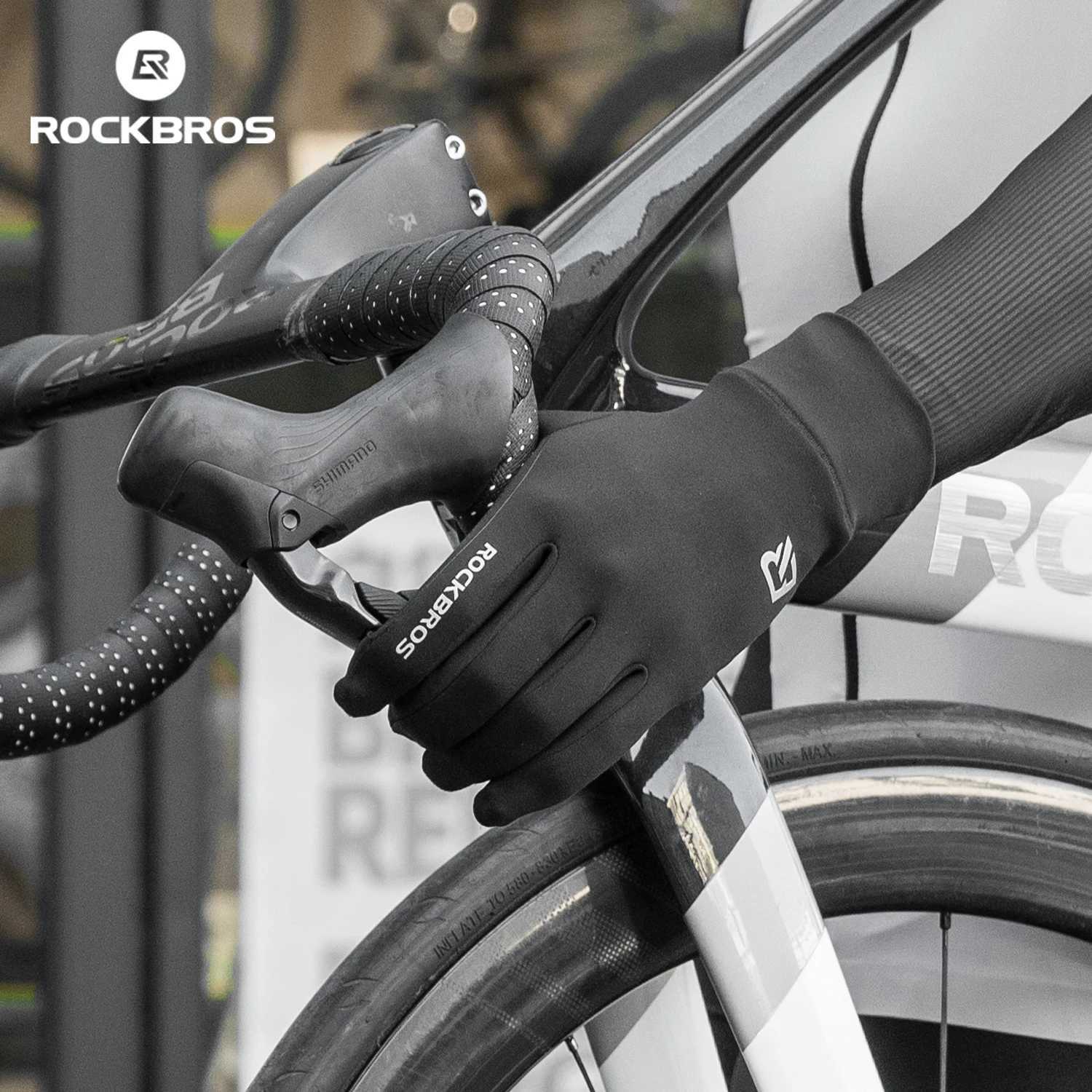 ROCKBROS Cycling Gloves Spring Autumn Bike Gloves Nonslip Long Finger Gloves Fleece Lining Warmer Gloves Windproof Riding Glove J250922