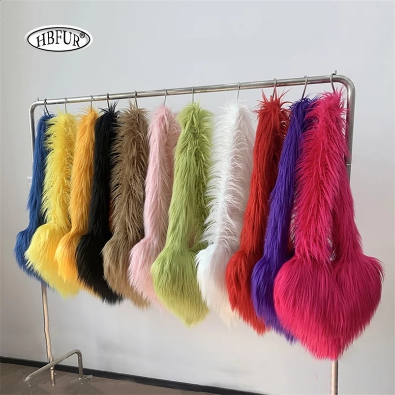 Faux Fur Furry Heat Shoulder Bag Womens er Sweetheart Crossbody Bags Sweet Pink Fur Bag Purses Handbag for Women 240909