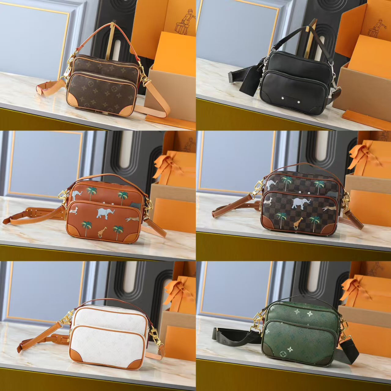 Luxury Designer Handbags Men's Clutch Men's Tote Bag Messenger Bag Leather Women's Cross Body Bag Reverse Canvas Shoulder Bag Men's Shoulder Bag Set with Wallet, Fanny