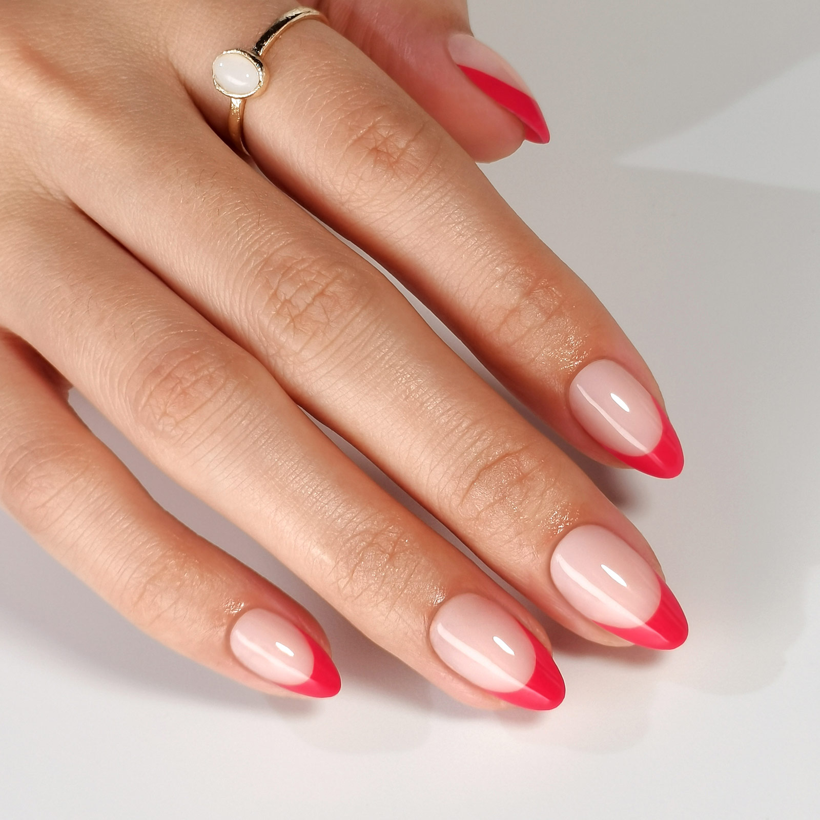 red french pointed short soft glue nail press almondshaped is suitable for ladies gifts 16 sizes fit perfectly and naturally the glue is reusable