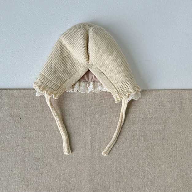 Korean Baby Boys Girls Hat Autumn Winter Warm Ear Protection Caps Ruffle Lace Princess Childrens Knitted Wool Hat Z251029