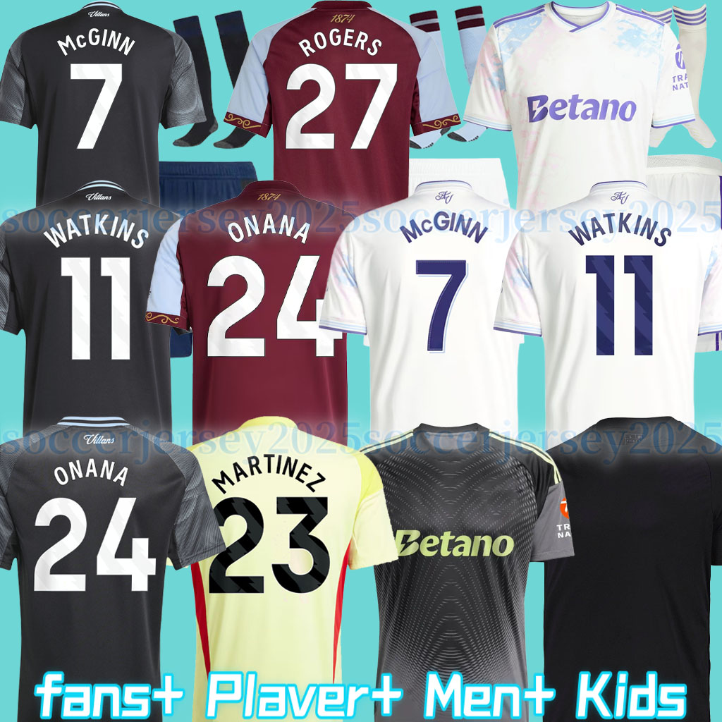 Soccer Jerseys 150 Year BAILEY WATKINS KAMARA ONANA Football Shirt TIELEMANS MCGINN AsTOnS CARLOS men kids kits socks 25 26 RASHFORD 150th OZZY 2025 2026