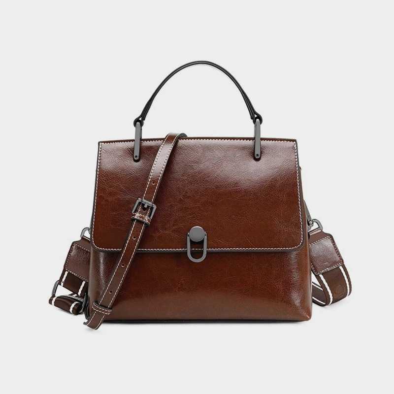 Hifashion Cowhide Genuine Leather Tote Handbags For Women 2025 Luxury Designer Cow Satchel Office Ladies Shoulder Crossbody Bags J251025