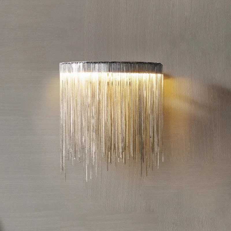 Modern Led Chain Wall Sconce Bedroom Luxury Living Room Indoor Lighting GoldSilver Creative Design Wall Lamp Home Decor Lustre C251124