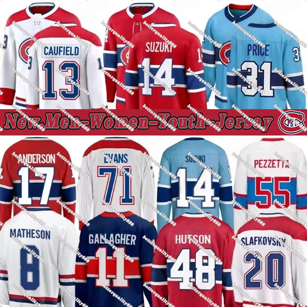 #14 Suzuki Kirby jersey Cole Caufeld Matheson Canadiens jersey Juraj Slafkovsky Dach Newhook Casey DeSmith Brendan Gallagher Carey Price Montreall hockey Jerseys