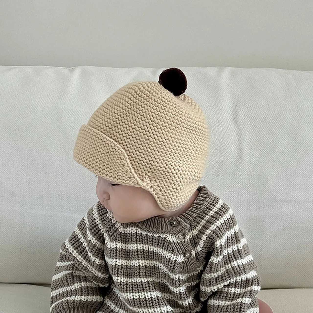 Cute Baby Hat With Ball Winter Thicken Warm Baby Boys Girls Cap Beanies Infant Toddler Ear Protection Hat Z251029