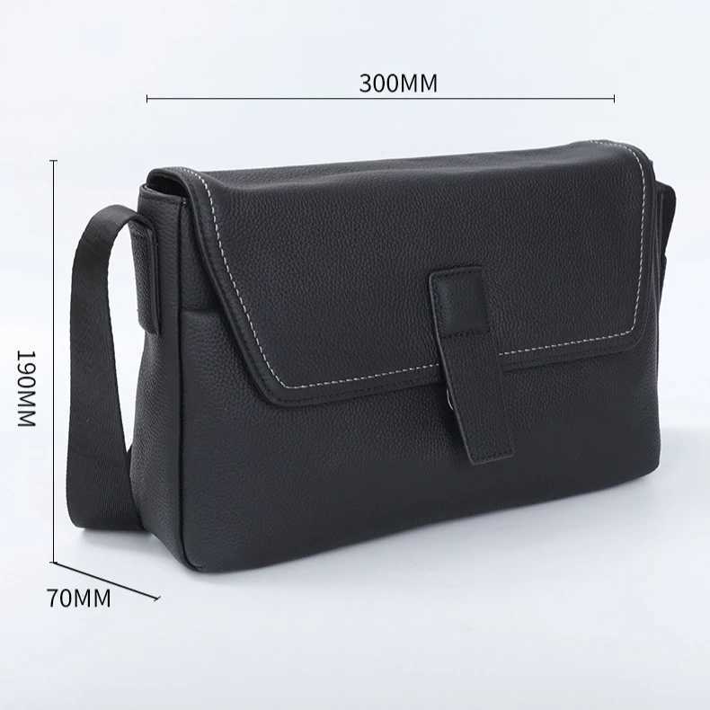 Mens Genuine Leather Shoulder Bag Large Capacity Top Grain Cowhide Casual Crossbody Messenger Bag J251025