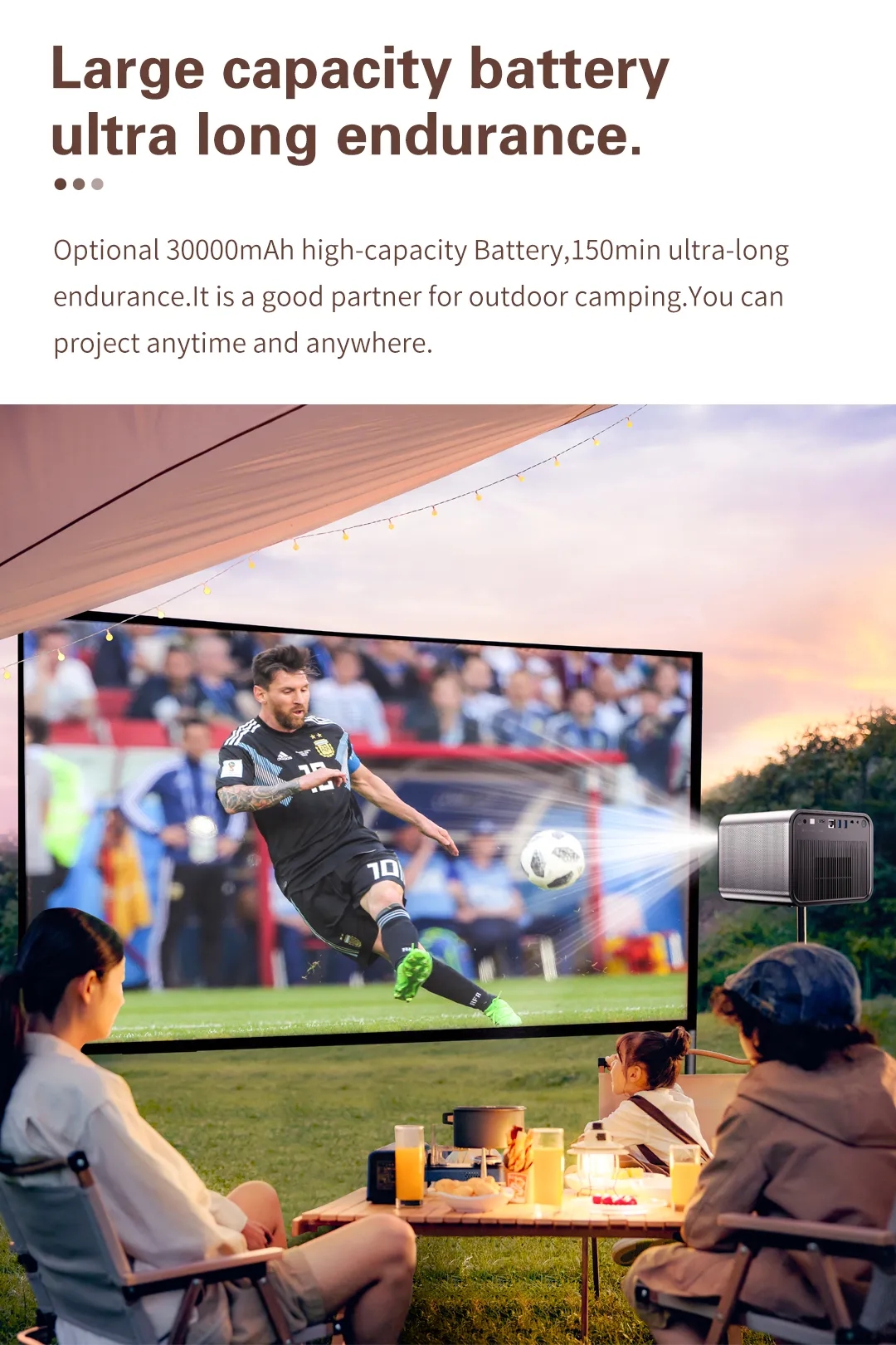 2025 Portable Projector 1600 ANSI 1920*1080P 2+32GB Android 11.0 BT 5.0 With 2.4/5G WiFi6 Round Design Movie Projector 60"- 300" Screen, PK 