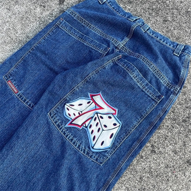 JNCO 7 Embroidery Denim Pants Wide Leg Trouser Loose Y2k Streetwear Vintage Graphic Print Baggy Jeans High Waist Pant For Men 240824
