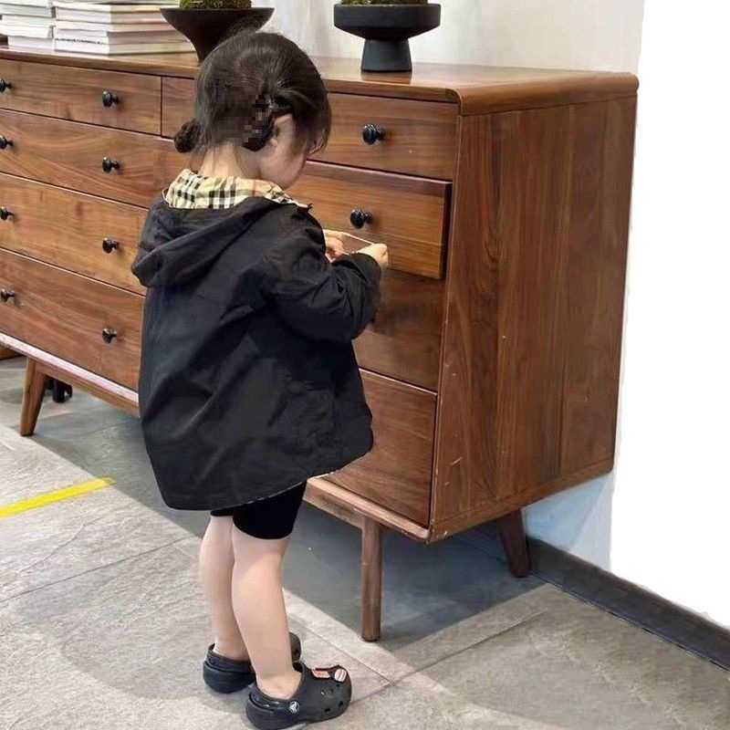 Korean Childrens Clothing Childrens Jacket Spring and Autumn Clothing Boys and Girls Fashionable Trendy Cool Design Reversible Hooded Windbreaker Jack