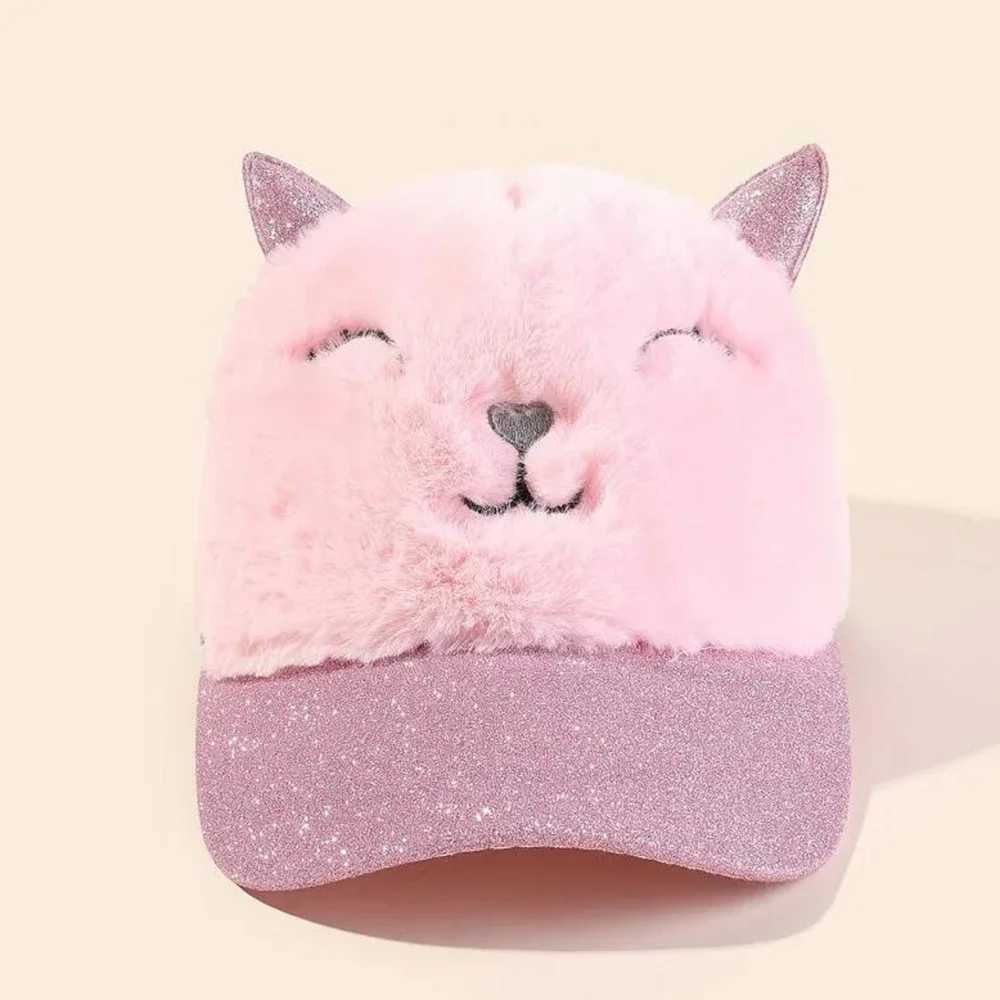 Childrens Baseball Cap Cartoon Animals Outdoor Baby Girls Warm Hats Winter Cat Pattern Cute Baseball Caps For Kids 310 Years Z251029