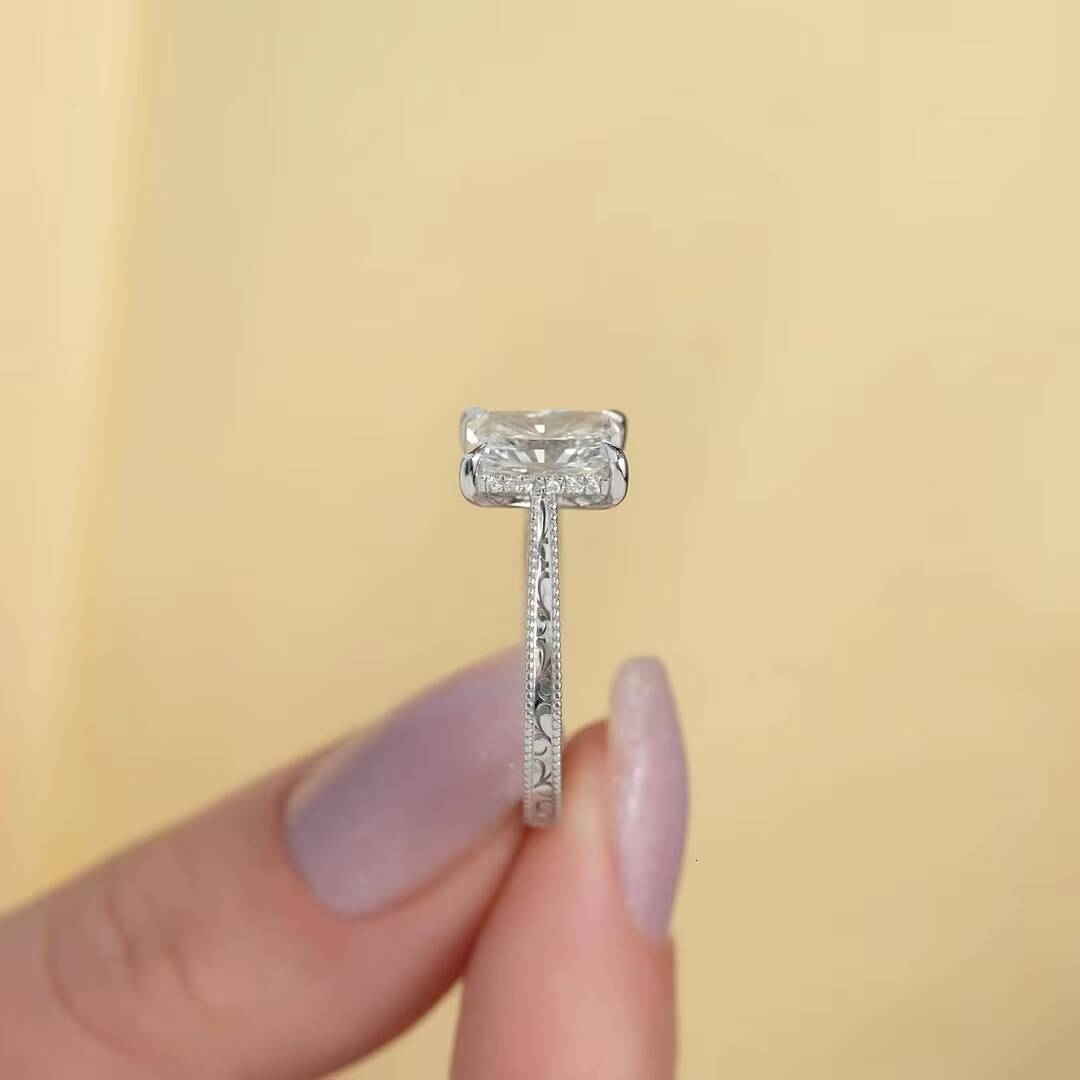 Custom 1CT for GIA IGI Certified D Clarity VVS2 Radiant Cut Lab CVD HPHT Grown Diamond Engagement Wedding Ring in 14K or 18K