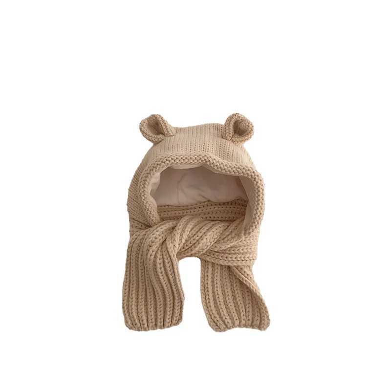 Childrens hats scarves onepiece hats autumn and winter baby ear protection hats thickened and warm winter woolen hats Z251029