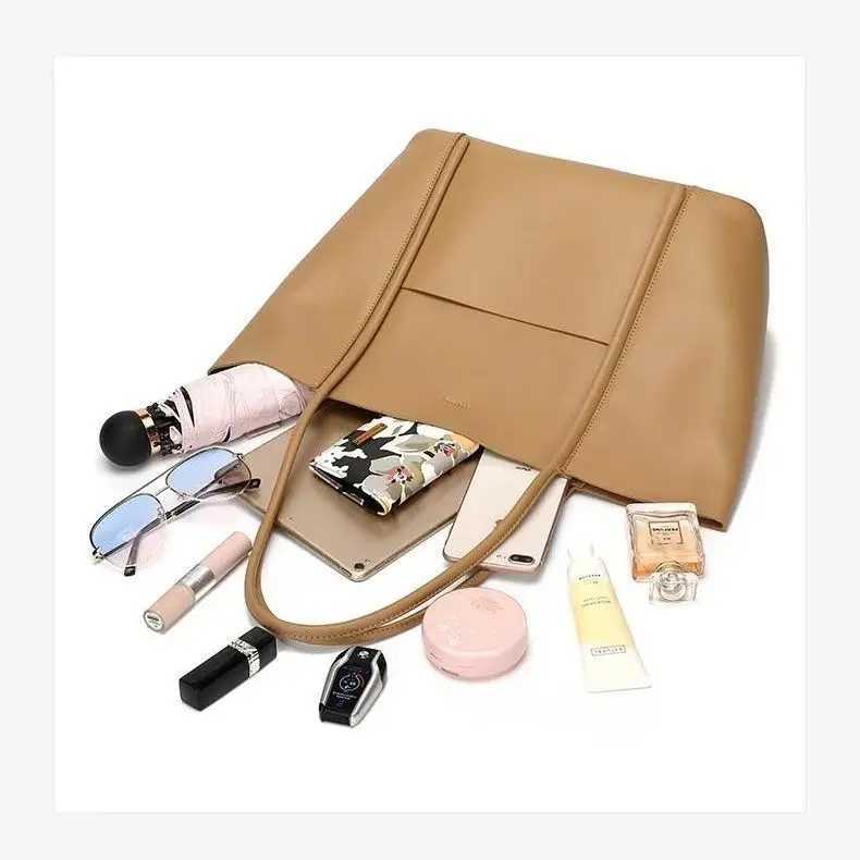 Genuine Leather Womens Tote Bag Summer Handbag Large Capacity Cowhide Shoulder Bag Work Commute Womens Large Capacity J251025