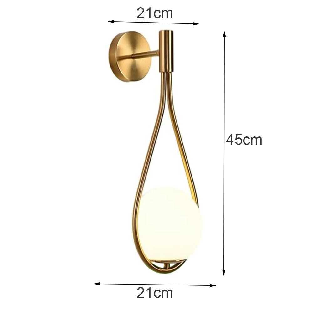 LED Indoor Wall Light Gold Globe Wall Lamp White Glass Shade Metal Wall Sconce for Restaurant Headboard Living Room No Bulb C251124