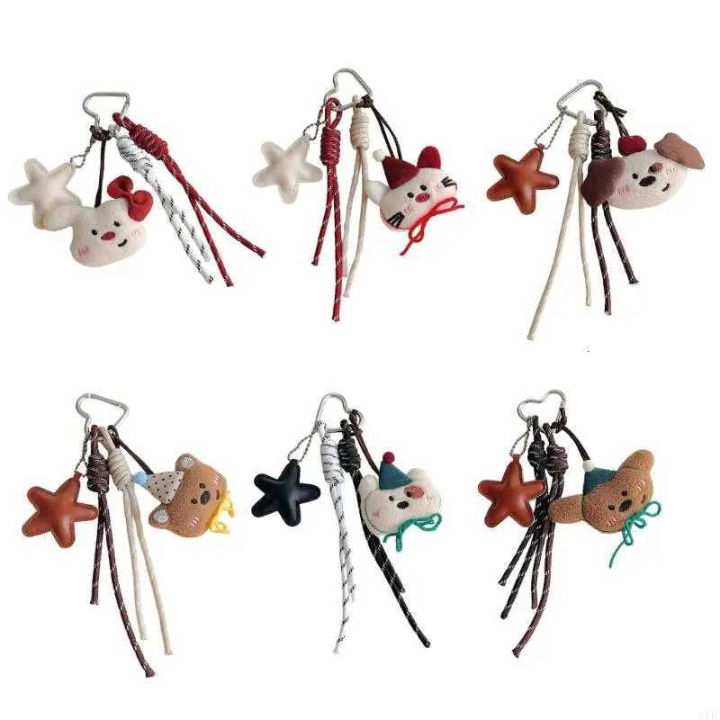 634C Cartoon Plush Bear Keychain For Women Bag Pendant Car Accessories Gift Bags Charm Keyring Decoration D250923