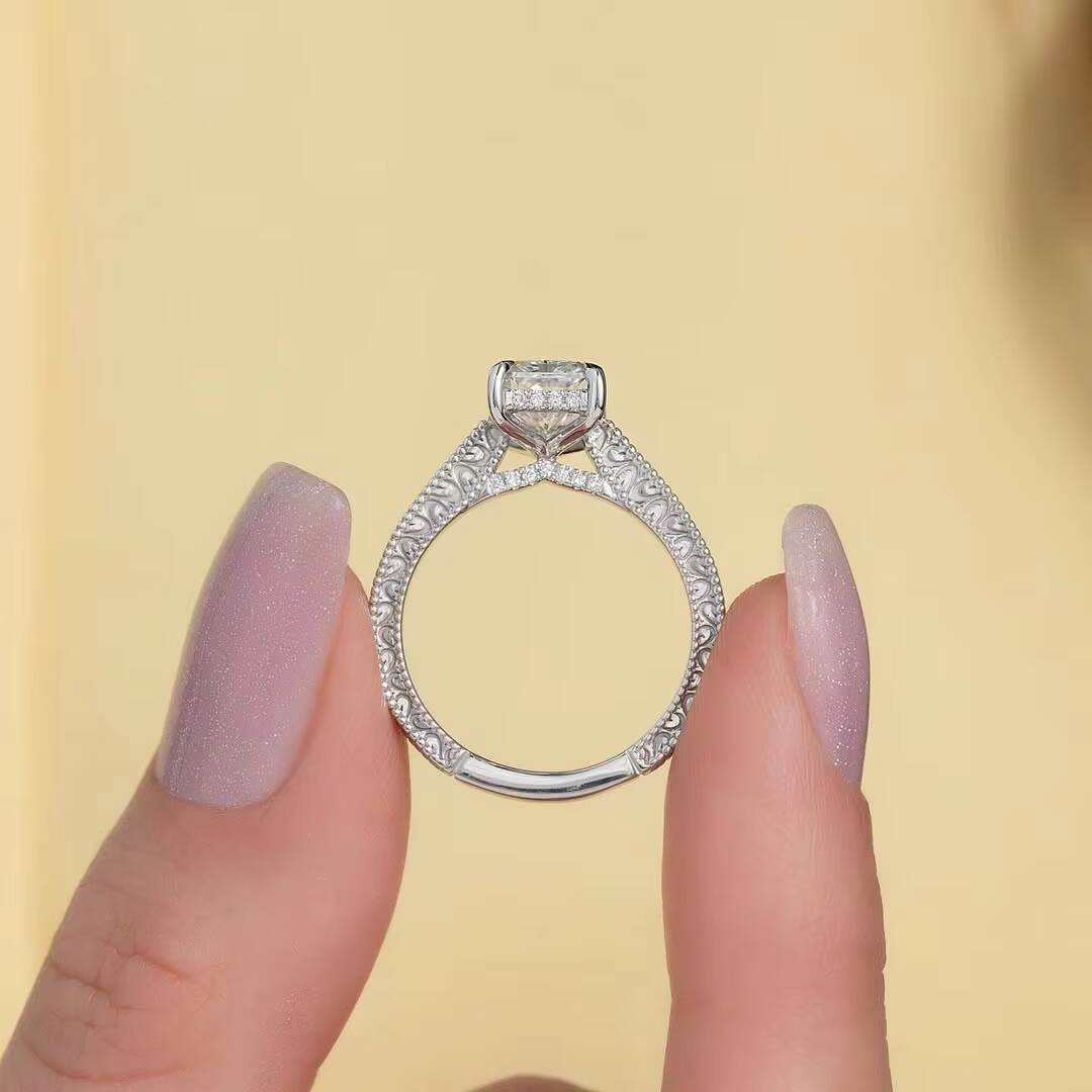 Custom 1CT for GIA IGI Certified D Clarity VVS2 Radiant Cut Lab CVD HPHT Grown Diamond Engagement Wedding Ring in 14K or 18K