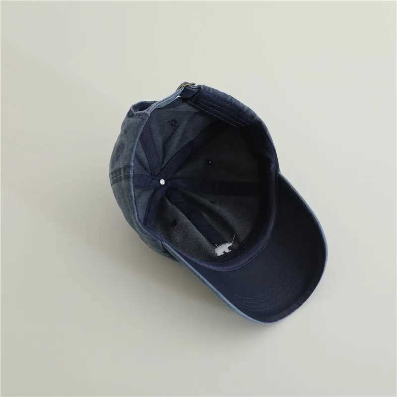 New Baby Embroidery Bear Denim Baseball Hats Outdoor Boy Girl Sunscreen Hat Retro Kids Peaked Cap Cotton Children Casual Caps Z251029