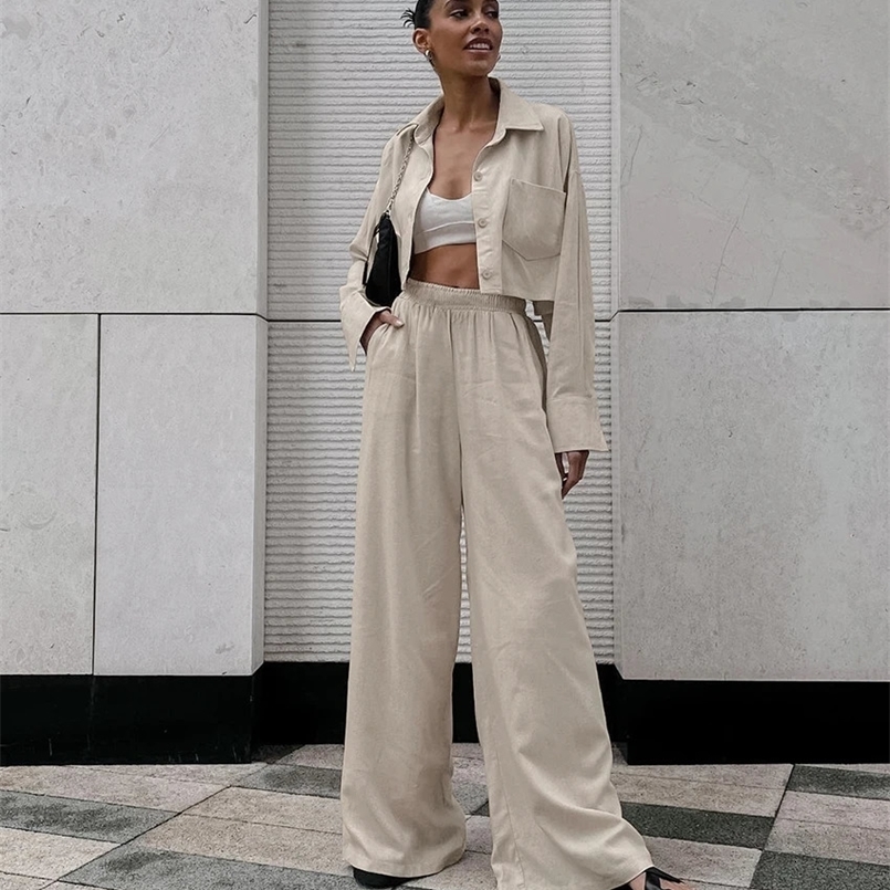 Autumn Winter Khaki Two Piece Set Women Plus Size Clothing Casual Cotton Linen Suit Jacket Long Sleeve Trousers 2-piece Set 240820