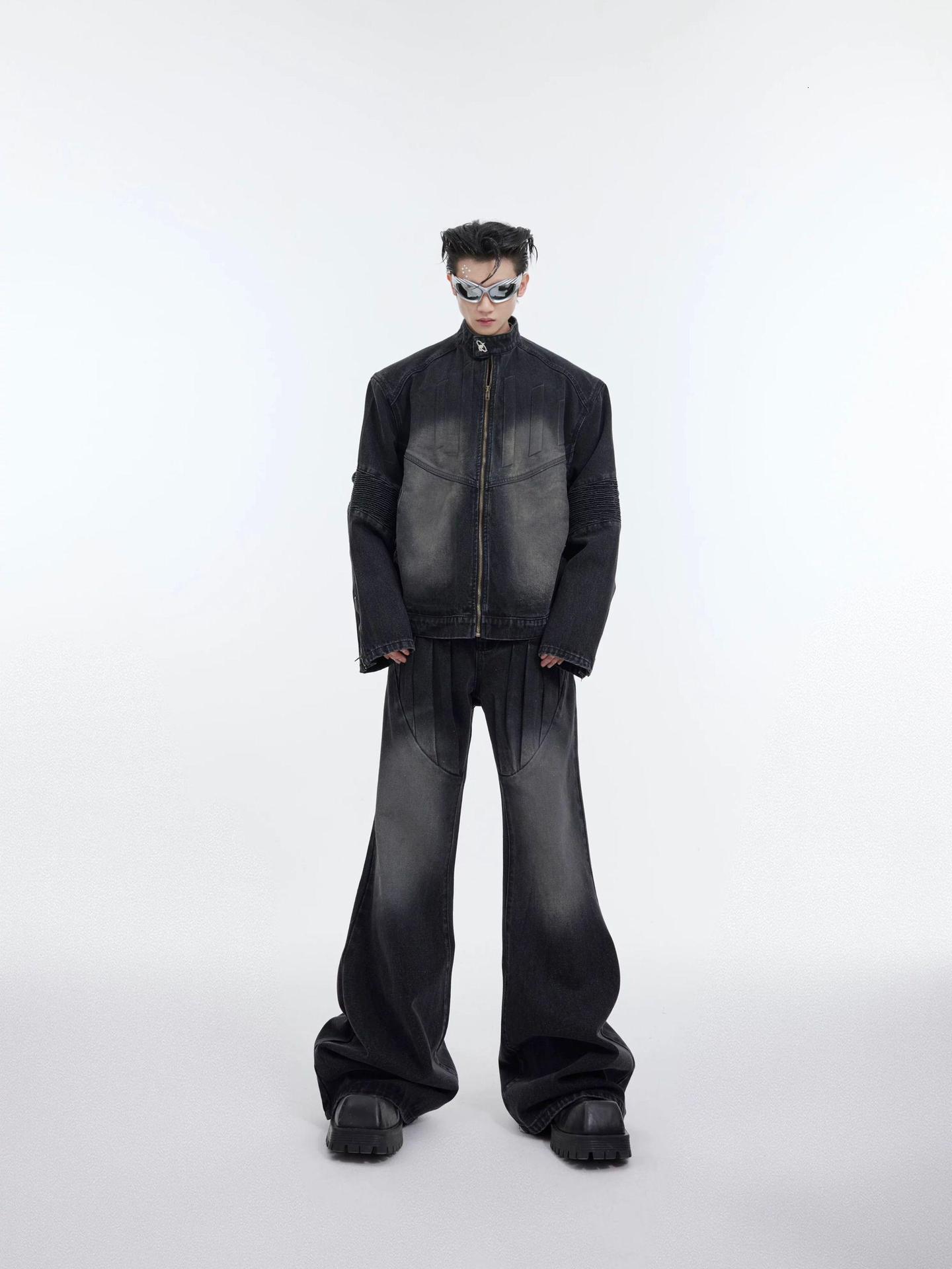 Vintage Deconstructed Denim Suit with 3D Embossed Design Jacket and Mens Jeans for a Stylish Look 250829