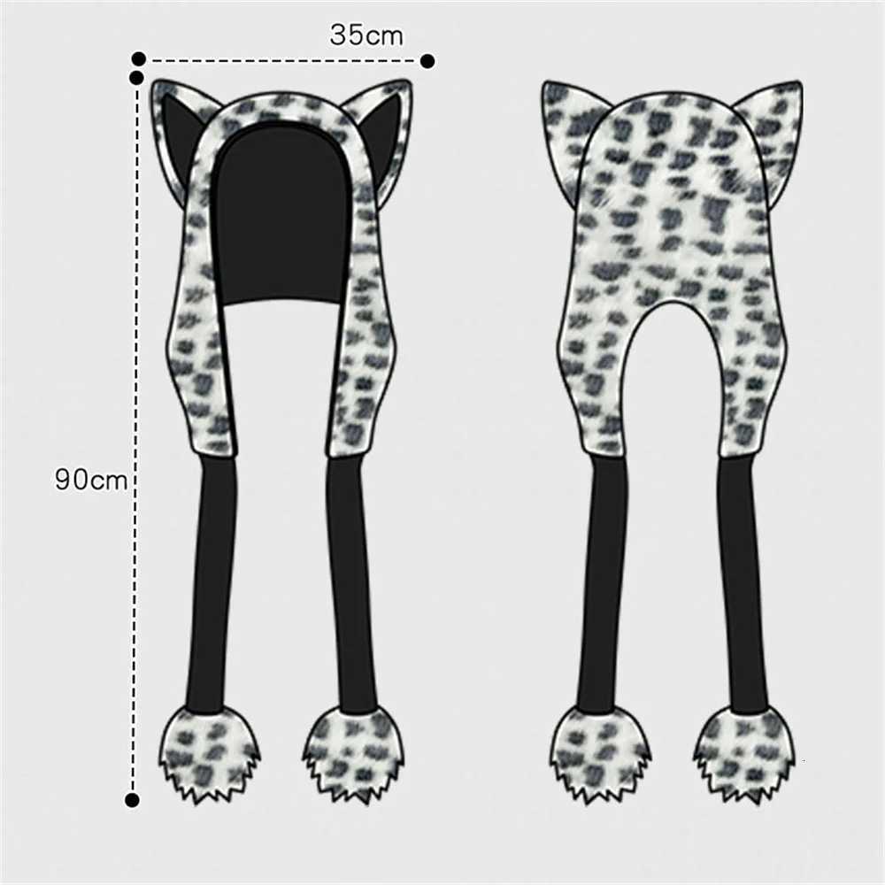 Autumn Winter Hats Handsome Snow Leopard Ears Warm Thick with Velvet Outdoor Ear Protection Hat Fluffy Cute Bear Ear Wool HatXJ250923 - view 6