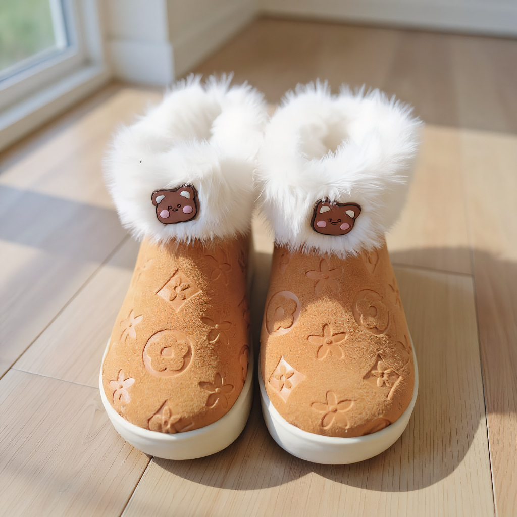 Designer shoes free shipping New children's slippers with anti slip soft bottom for home wear and plush insulation thick bottom cotton slippers