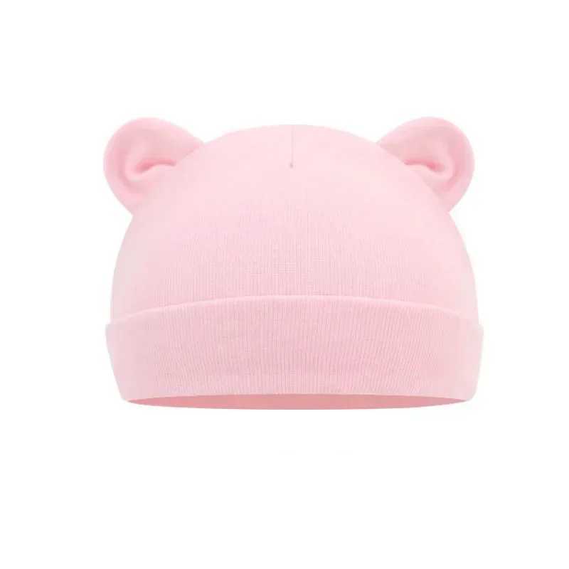Autumn Winter Baby Hat Comfortable Solid Color Hats Cute Ear Shape Cotton Cap Newborn Photography Props 0 1 Infant Bonnet Items Z251029